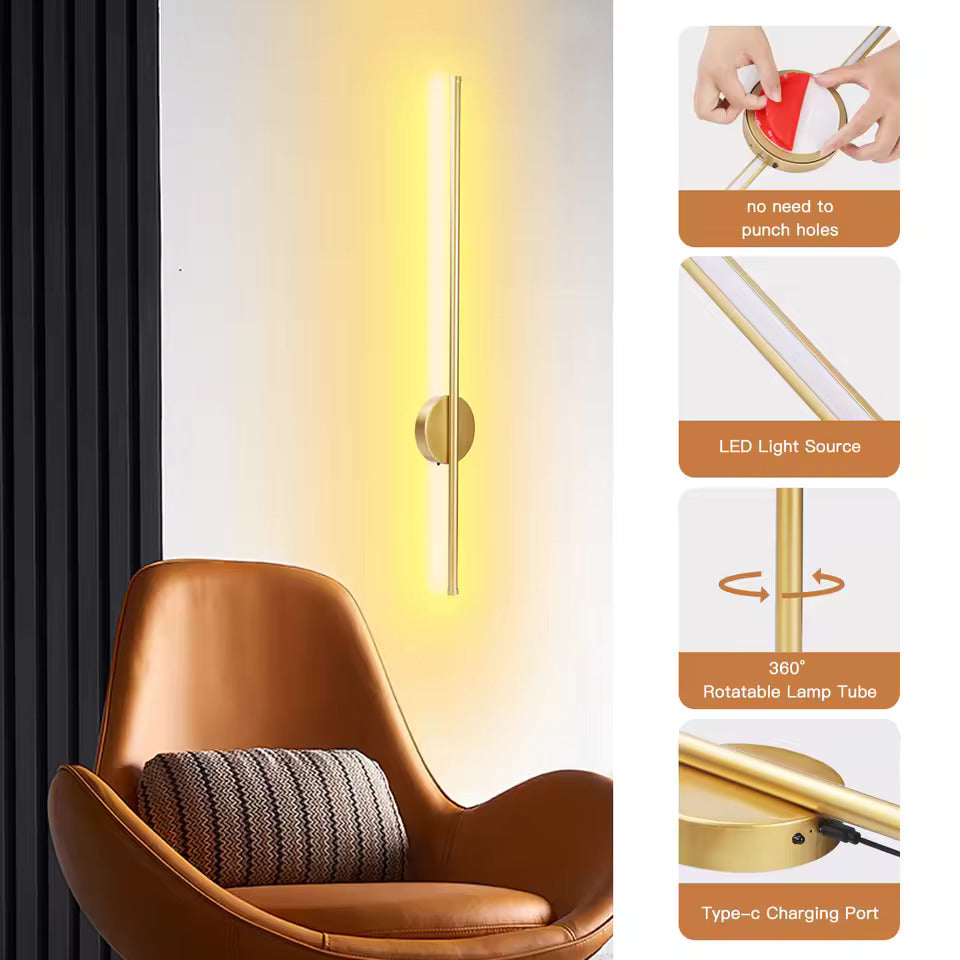 Rechargeable Gold Wall Light LED Dimmable Remote Control Battery