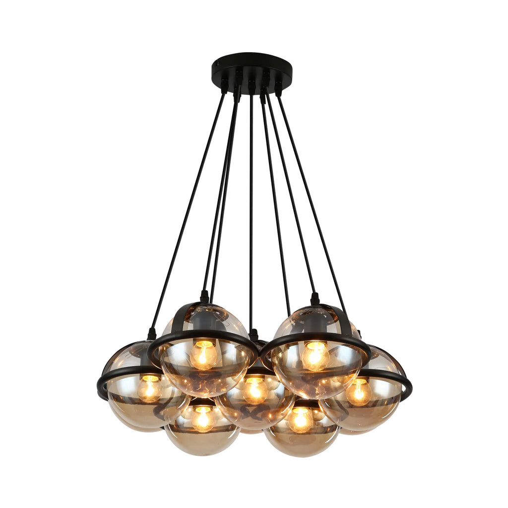 7 Amber Globe Bubble Chandelier Light - E27 Cluster Pendant Dining Living Room