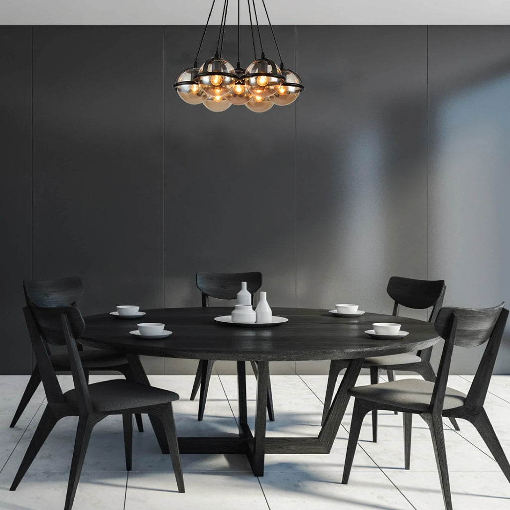 7 Amber Globe Bubble Chandelier Light - E27 Cluster Pendant Dining Living Room