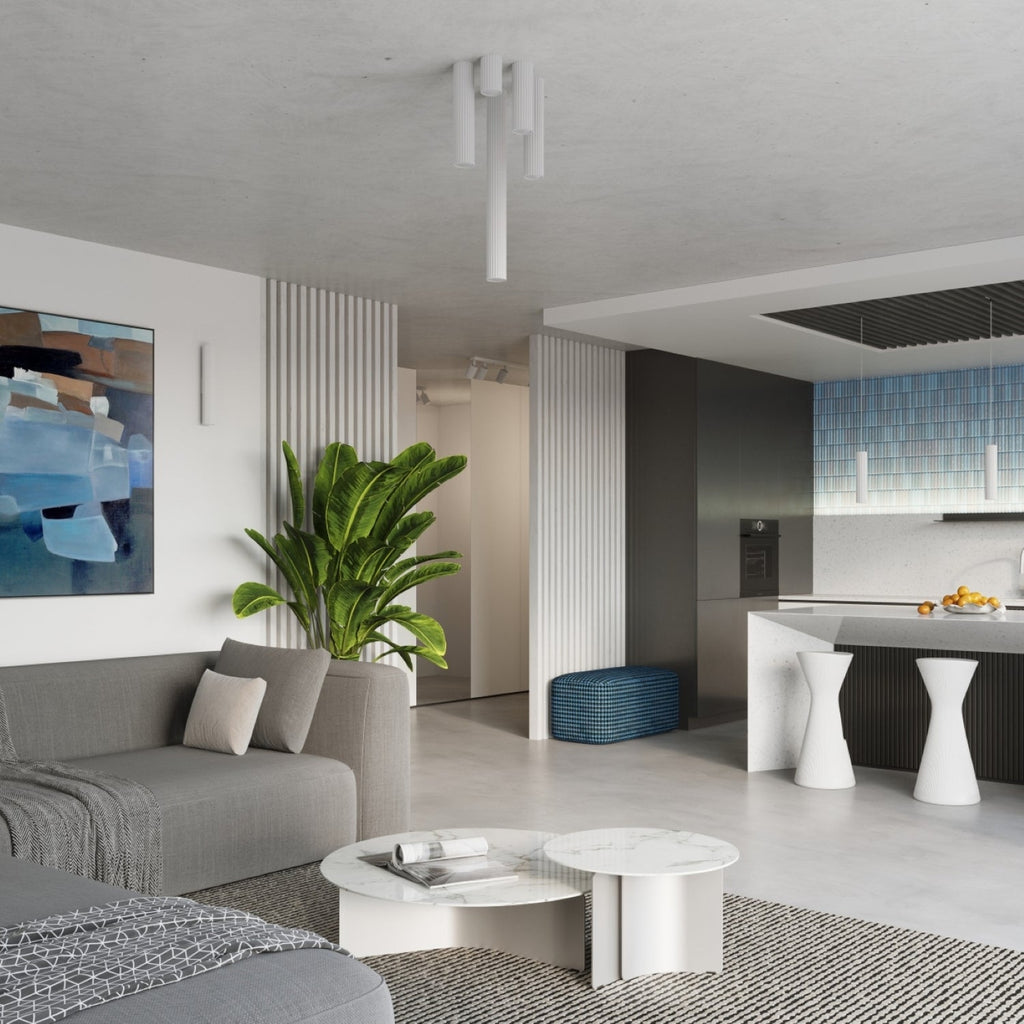 Ribbed Surface Spotlight - GU10 Cylindrical Ceiling Downlight Kitchen Hallway
