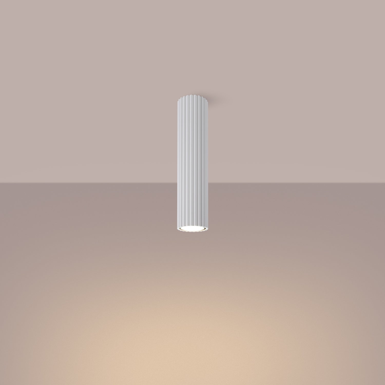 Tall Ribbed Cylinder Ceiling Spotlight - GU10 Surface Downlight Hallway