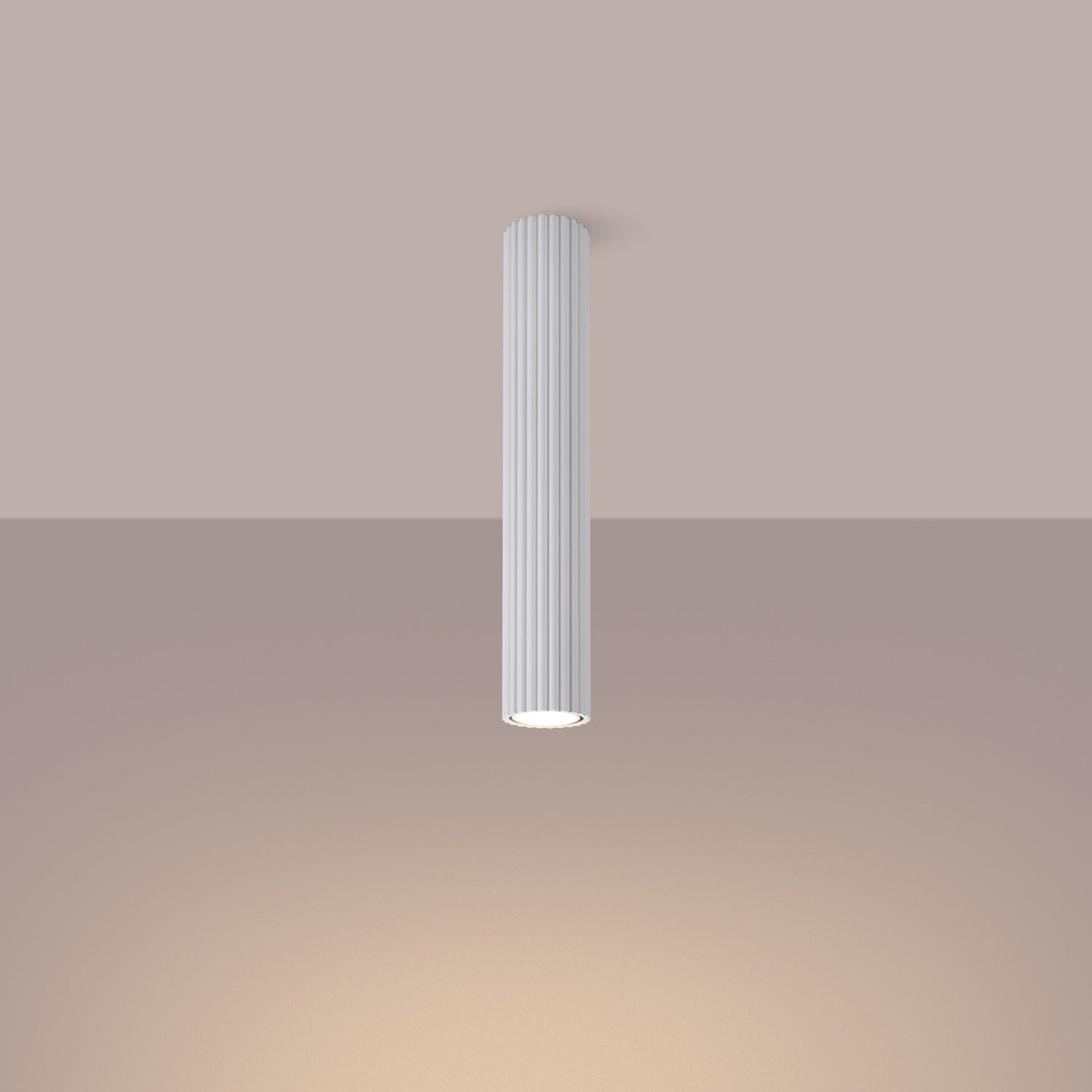 Extra Tall Ribbed Cylinder Ceiling Light - GU10 Surface Spotlight Modern