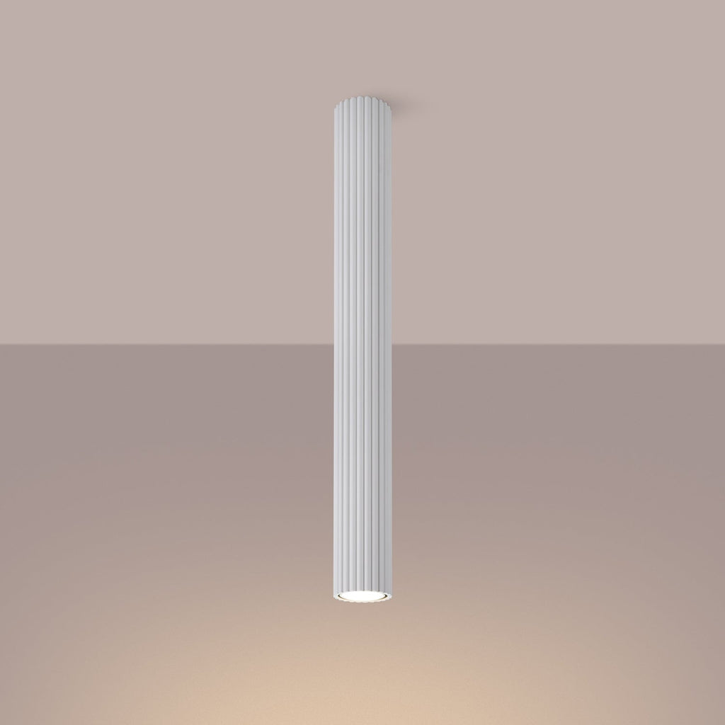 Pillar Ribbed Cylinder Ceiling Light 60cm - GU10 Statement Surface Downlight