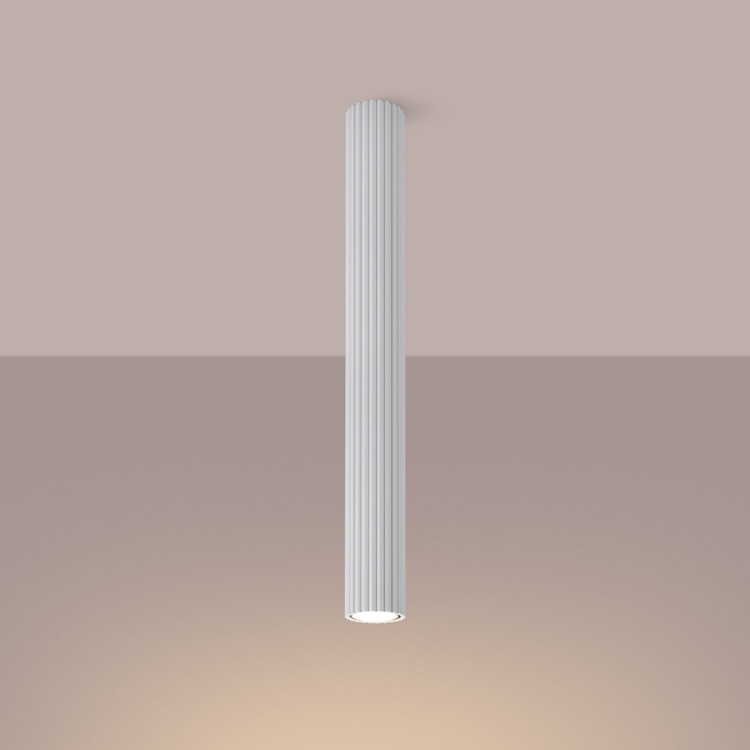 Pillar Ribbed Cylinder Ceiling Light 60cm - GU10 Statement Surface Downlight