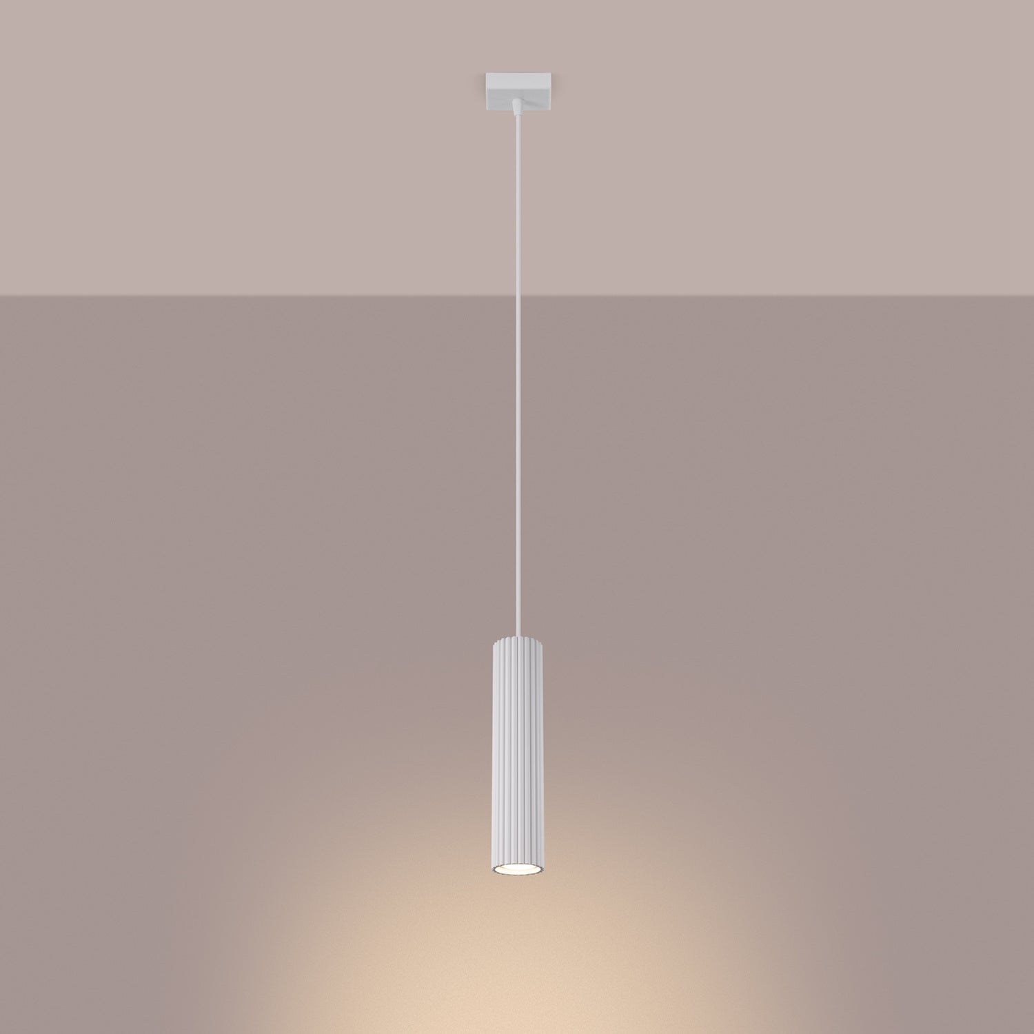Ribbed Cylinder Pendant Light - GU10 Hanging Spotlight Kitchen Island Bedside