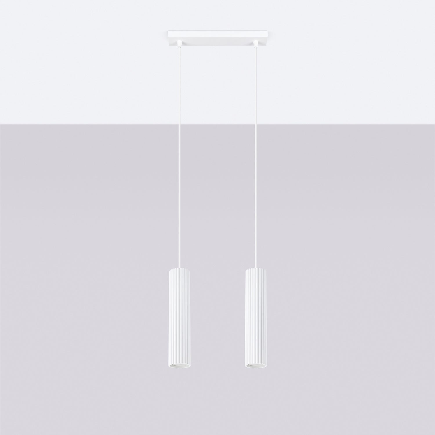 Twin Ribbed Pendant Spotlight - 2 Light GU10 Hanging Kitchen Island Bar