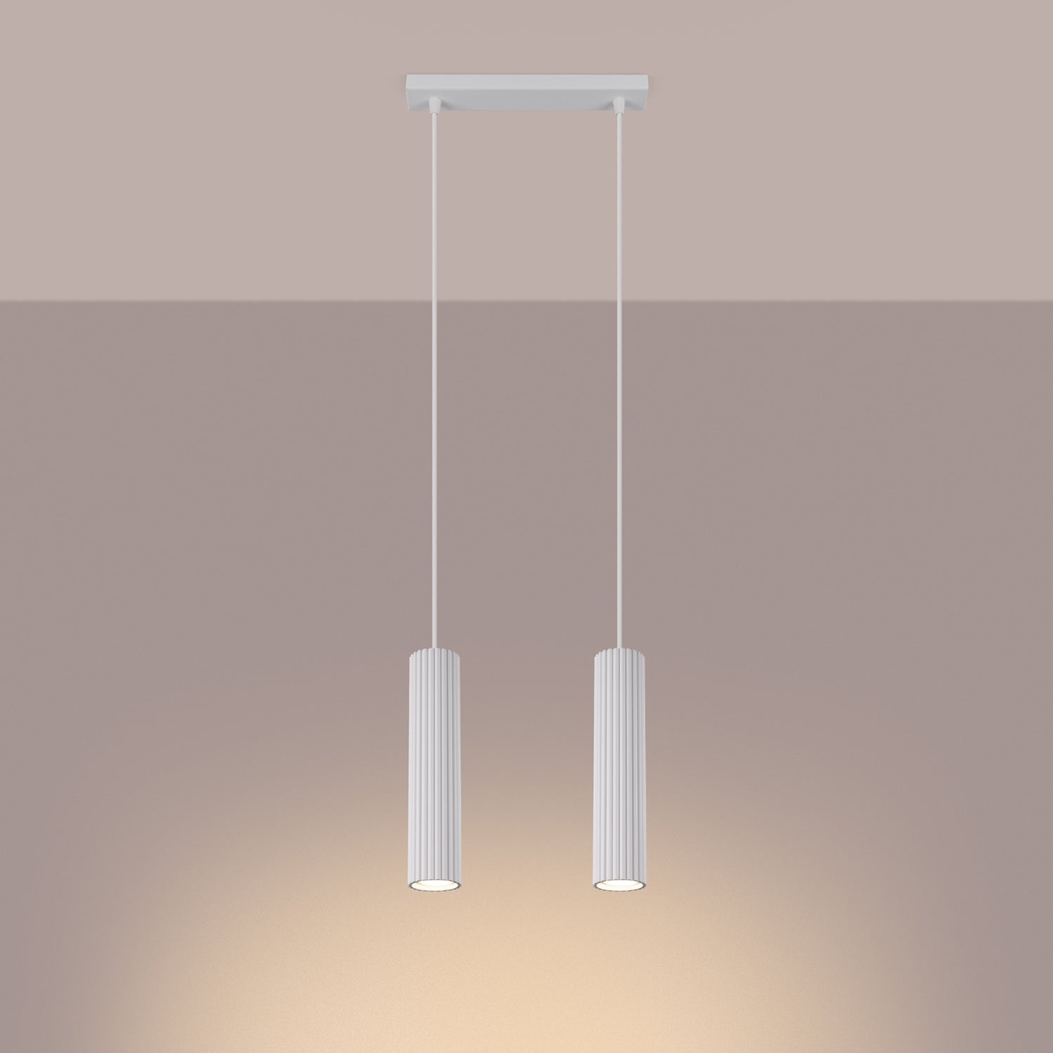 Twin Ribbed Pendant Spotlight - 2 Light GU10 Hanging Kitchen Island Bar