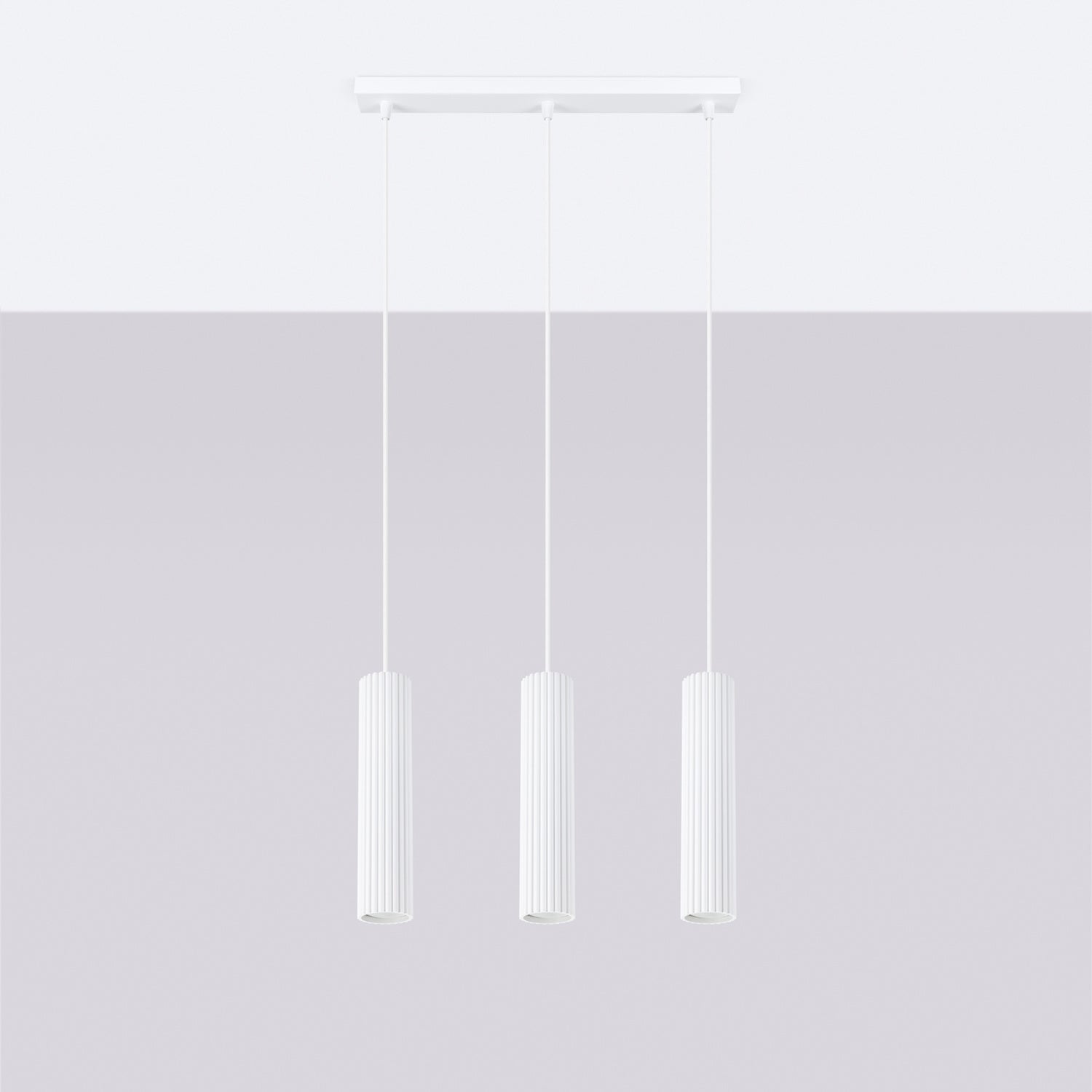 Triple Ribbed Pendant Bar - 3 Light GU10 Linear Hanging Kitchen Island Dining