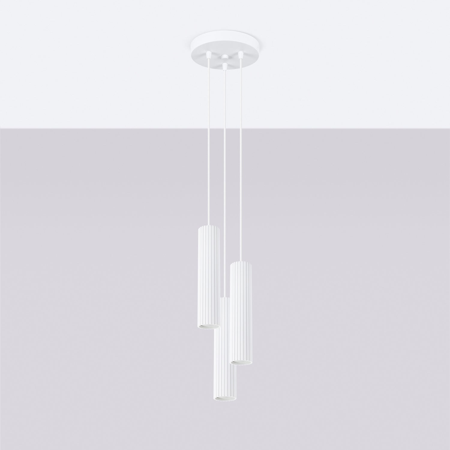 Triple Ribbed Pendant Cluster - 3 Light GU10 Hanging Dining Table Spotlight