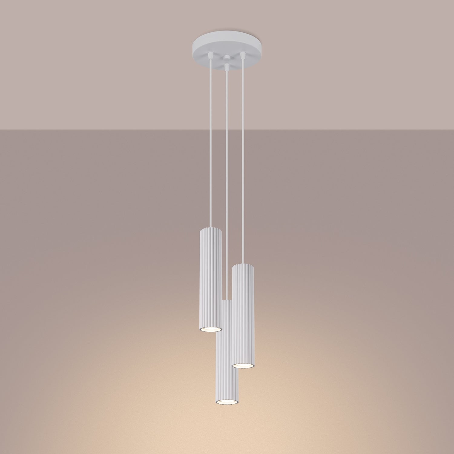 Triple Ribbed Pendant Cluster - 3 Light GU10 Hanging Dining Table Spotlight