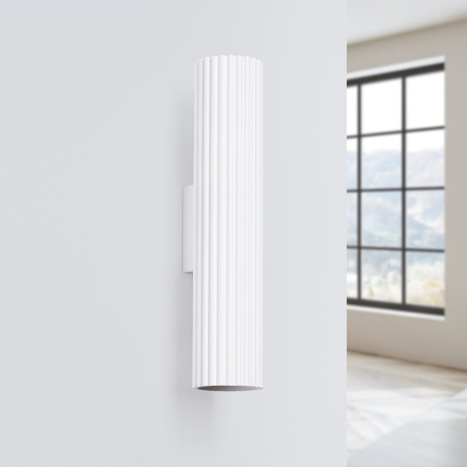 Twin Ribbed Wall Light Up Down - GU10 Cylindrical Bedside Reading Spotlight