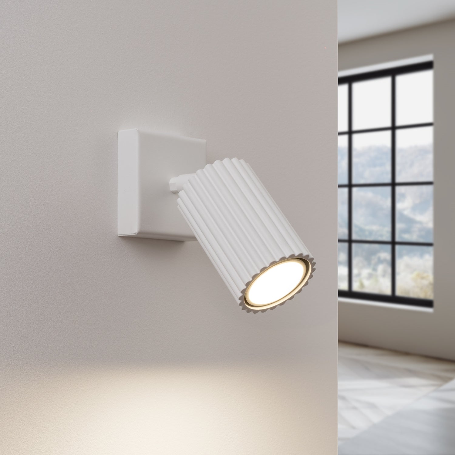 Ribbed Tube Wall Light - Adjustable GU10 Spotlight Bedside Reading Lamp