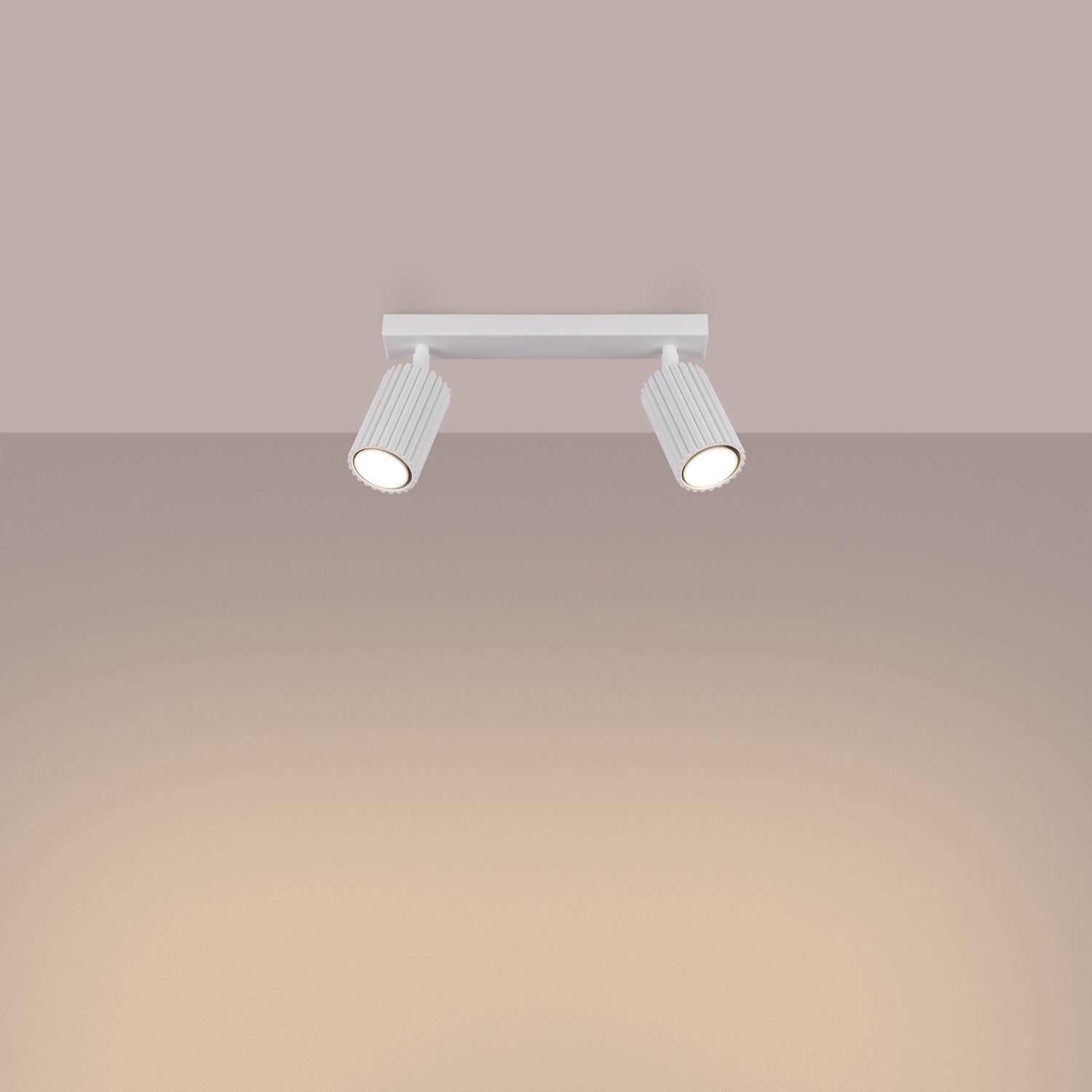 Twin Ribbed Surface Spotlight - 2 Light GU10 Adjustable Ceiling Bar Kitchen