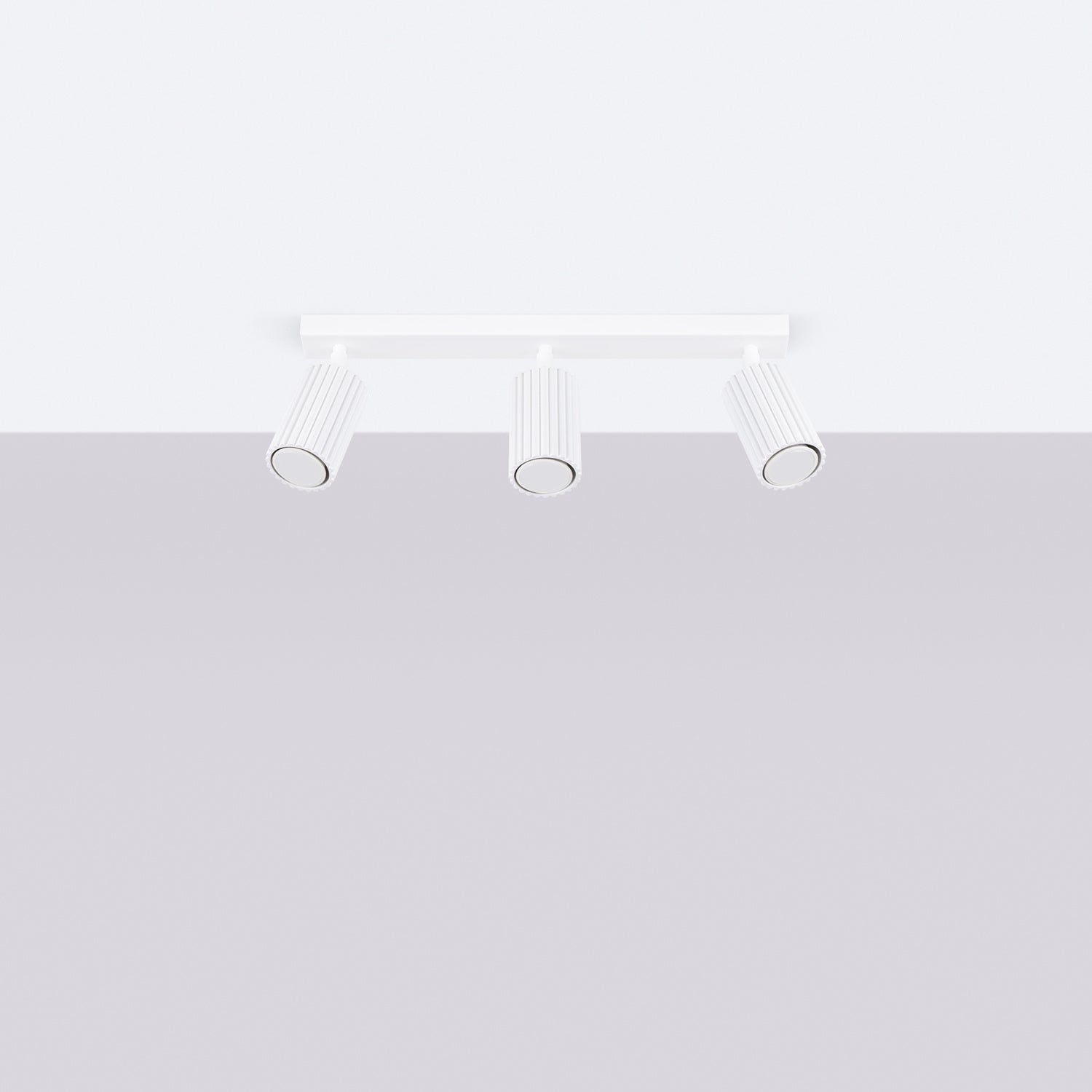 Triple Ribbed Spotlight Bar - 3 Light GU10 Linear Adjustable Ceiling Kitchen