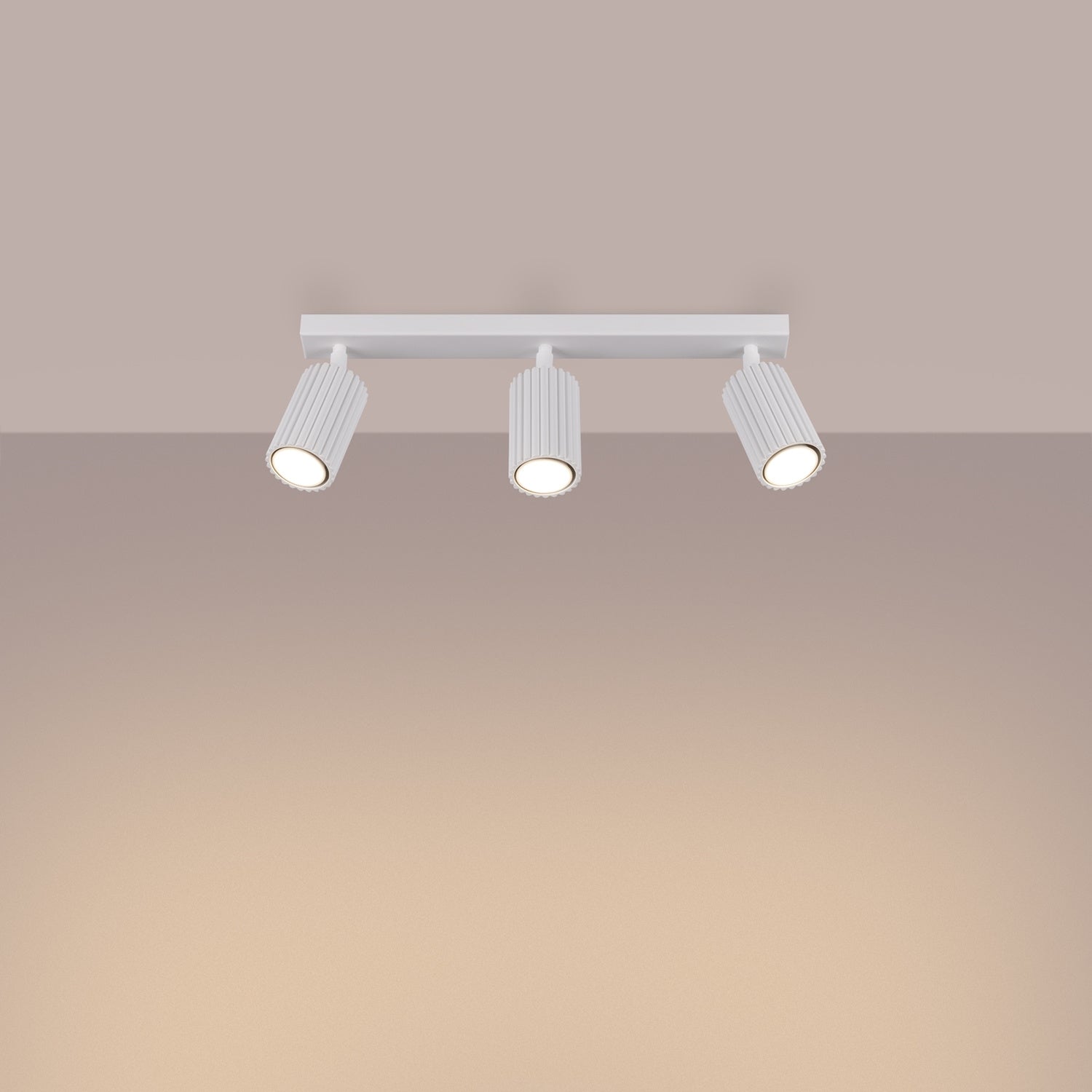 Triple Ribbed Spotlight Bar - 3 Light GU10 Linear Adjustable Ceiling Kitchen