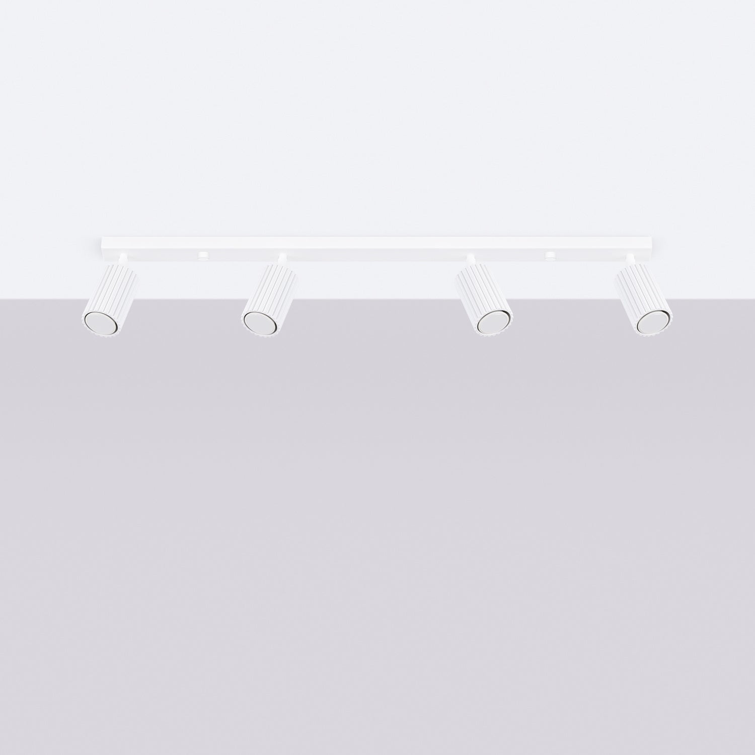 Four Light Ribbed Spotlight Bar - GU10 Linear Track Ceiling Kitchen Island