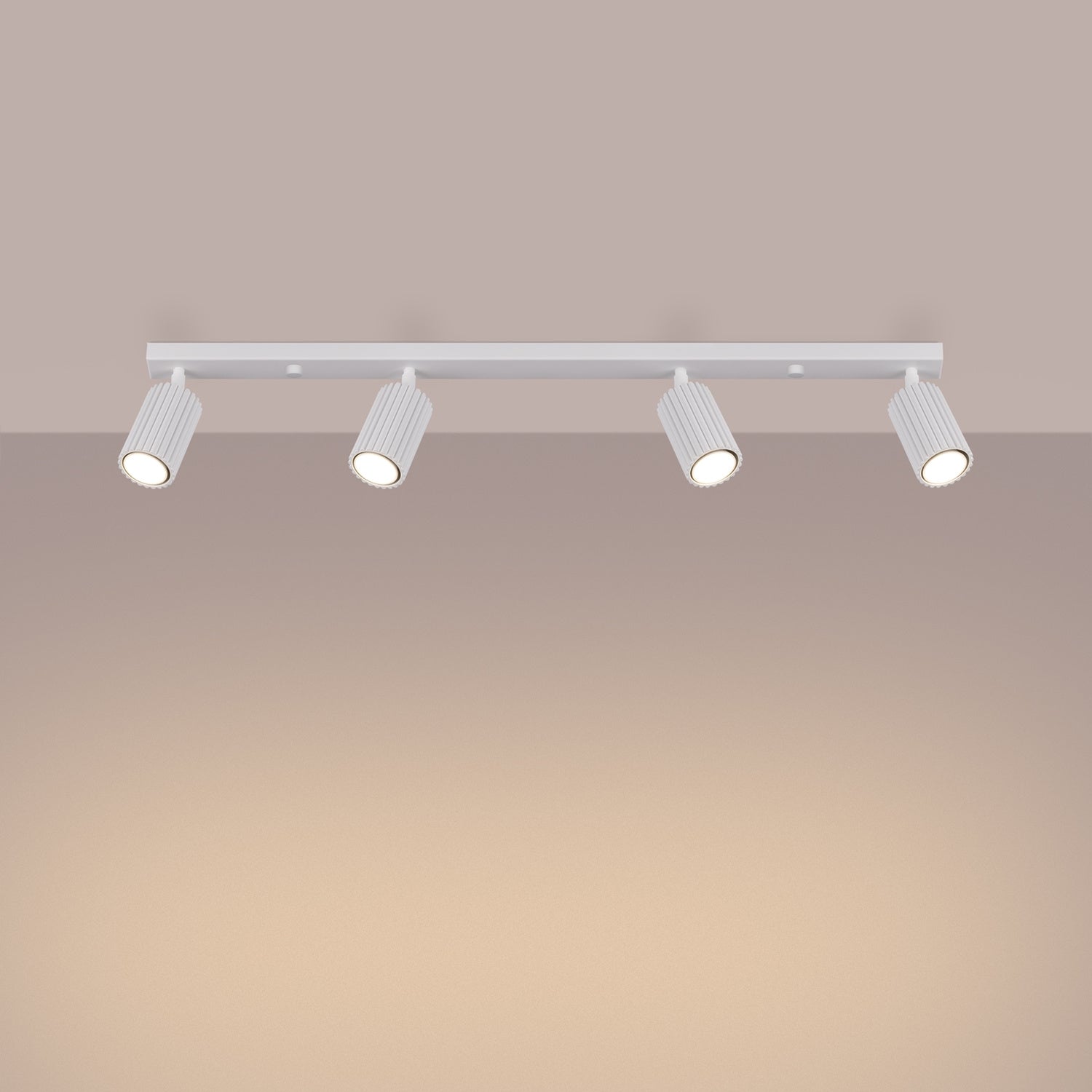 Four Light Ribbed Spotlight Bar - GU10 Linear Track Ceiling Kitchen Island