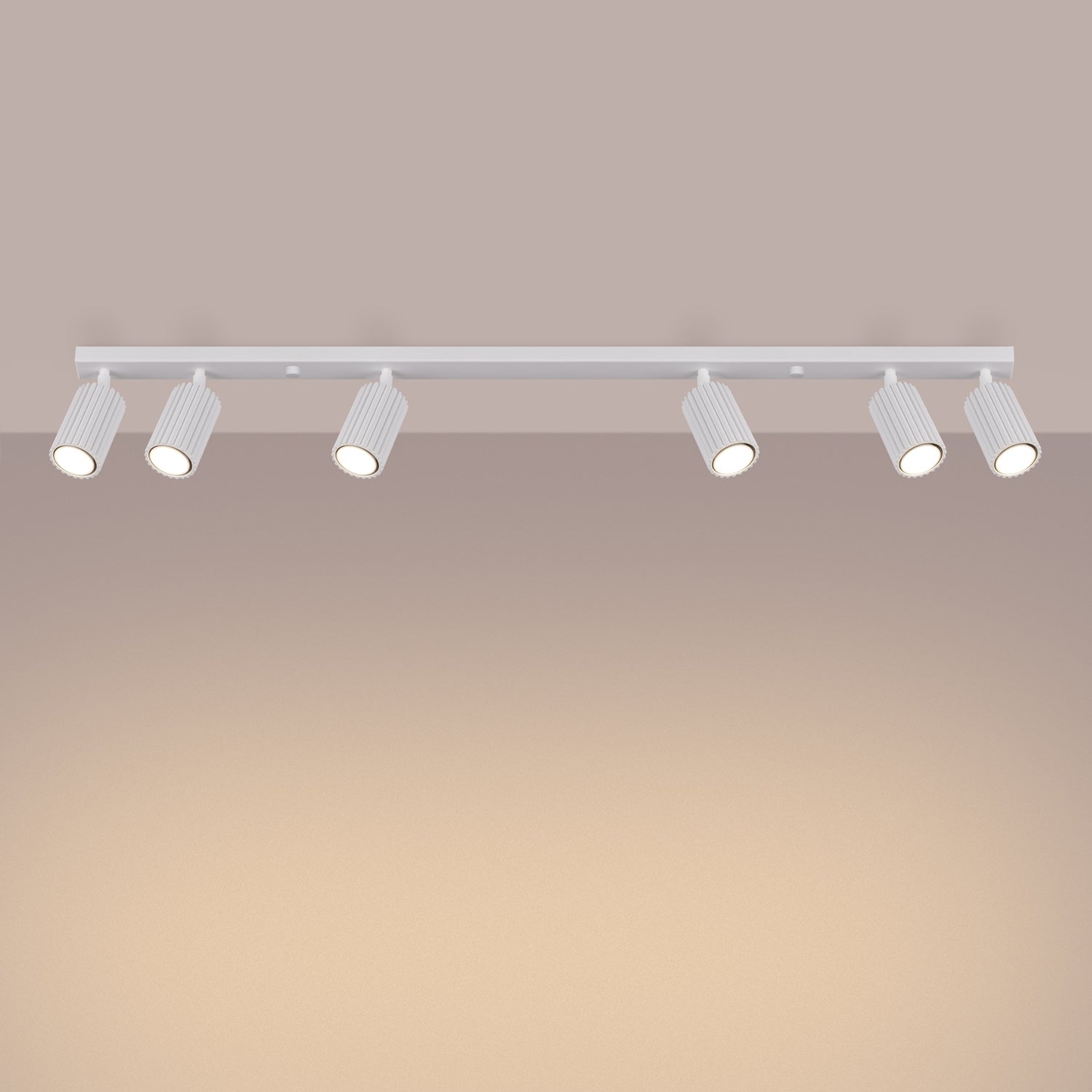 Six Light Ribbed Spotlight Bar - GU10 Linear Track Ceiling Living Room Long