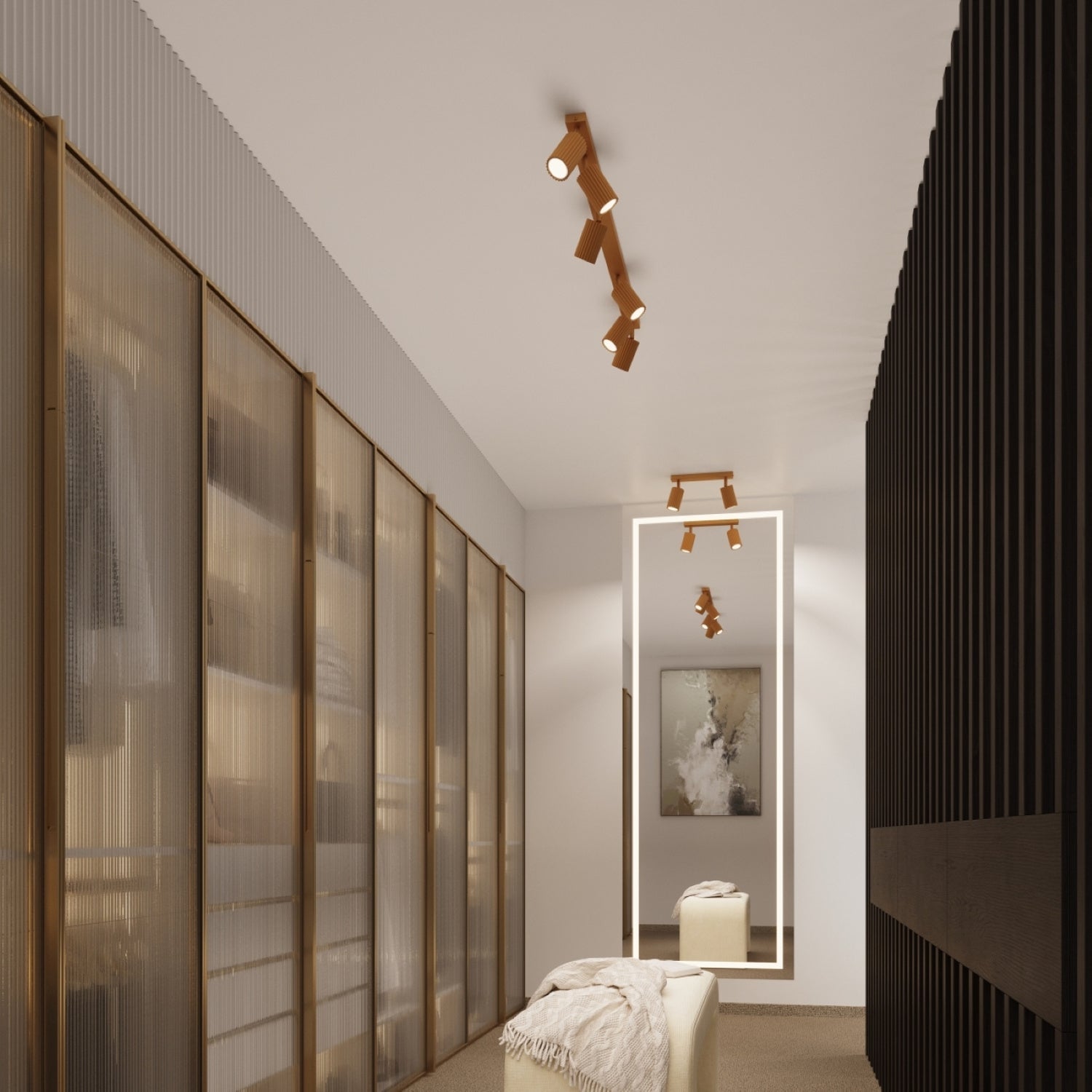 Ribbed Surface Spotlight - GU10 Cylindrical Ceiling Downlight Kitchen Hallway