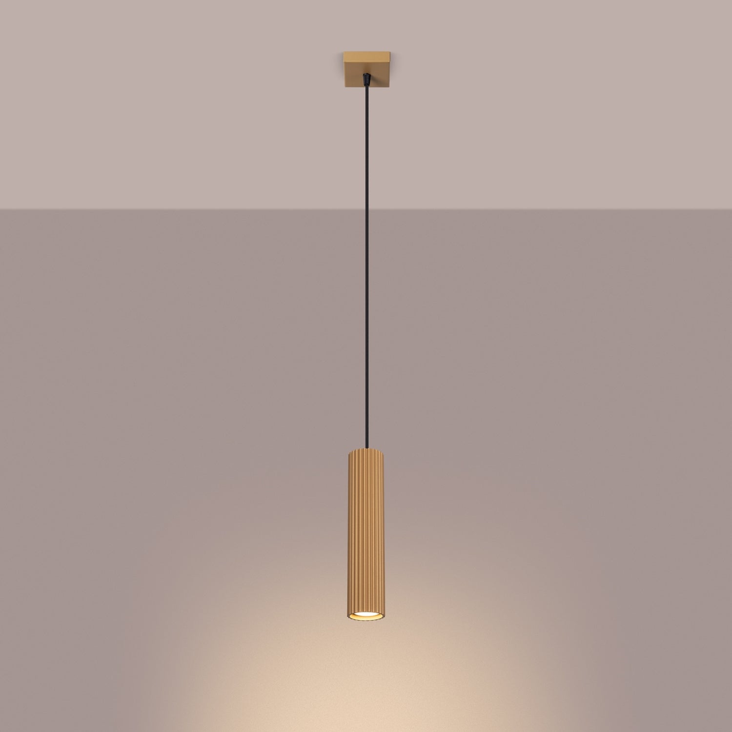 Ribbed Cylinder Pendant Light - GU10 Hanging Spotlight Kitchen Island Bedside