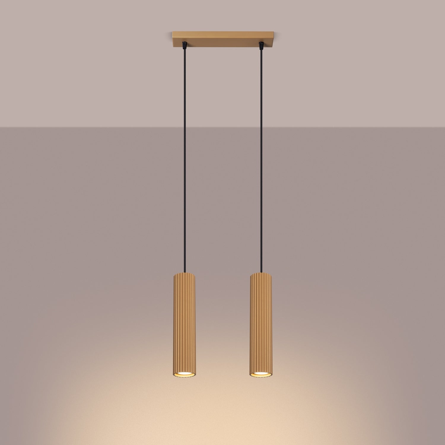 Twin Ribbed Pendant Spotlight - 2 Light GU10 Hanging Kitchen Island Bar