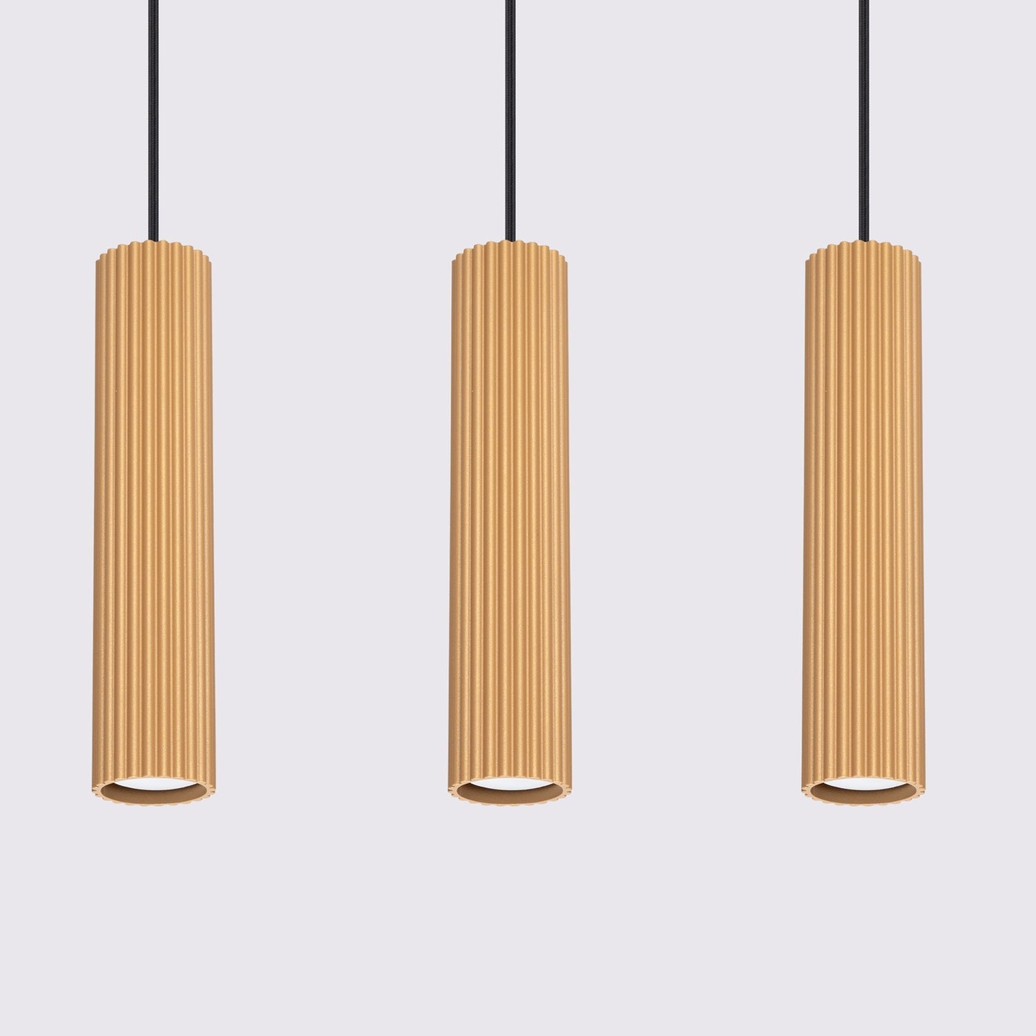 Triple Ribbed Pendant Bar - 3 Light GU10 Linear Hanging Kitchen Island Dining