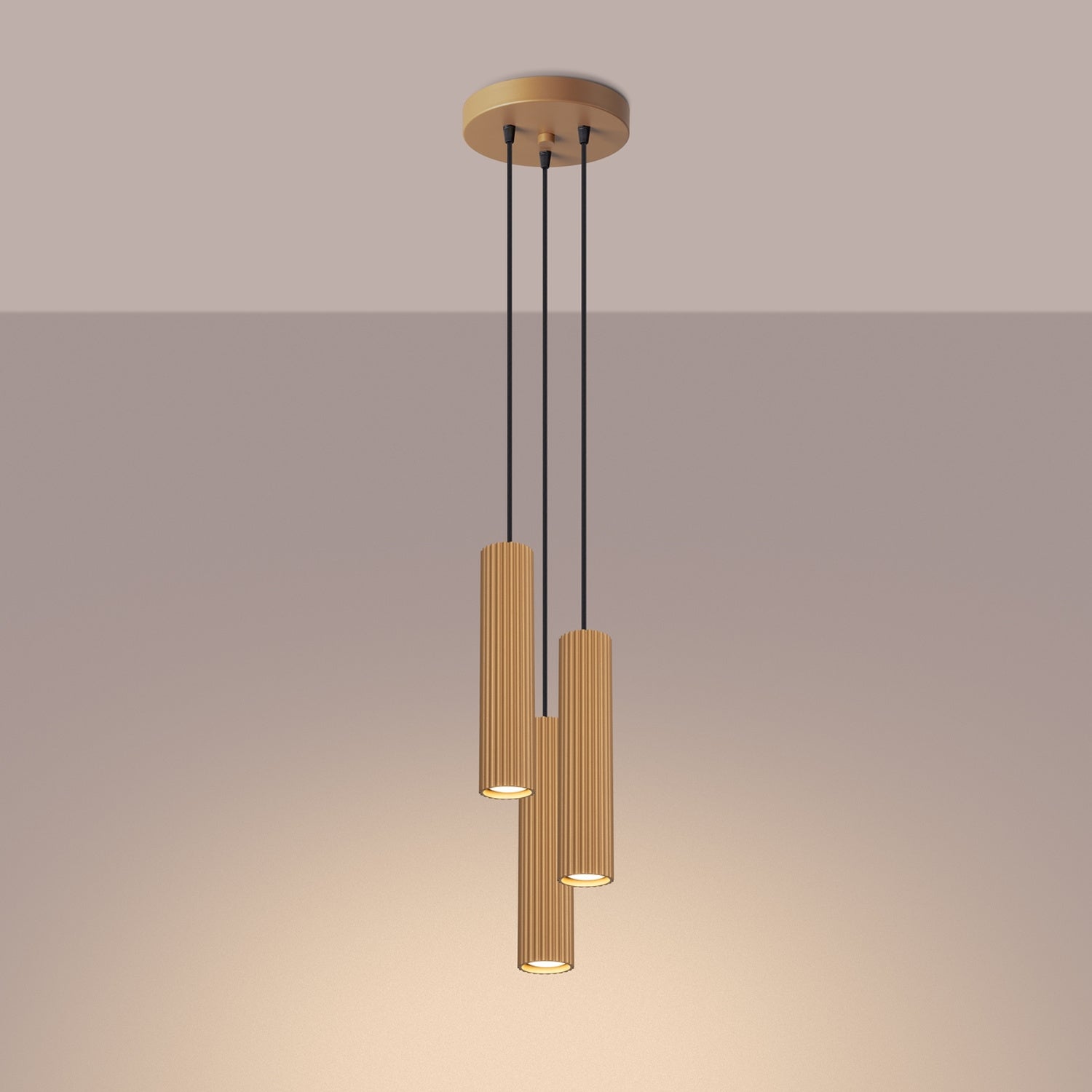 Triple Ribbed Pendant Cluster - 3 Light GU10 Hanging Dining Table Spotlight