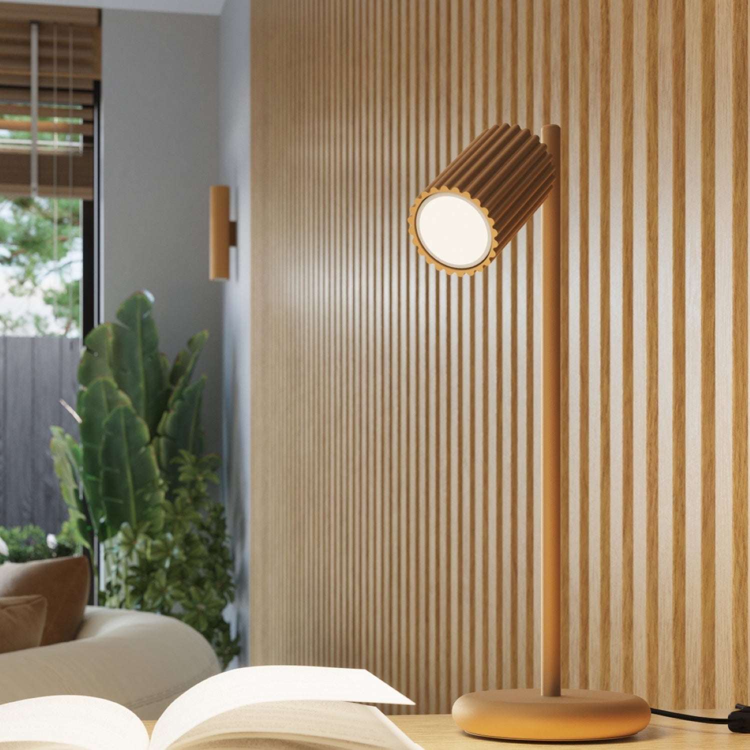 Twin Ribbed Wall Light Up Down - GU10 Cylindrical Bedside Reading Spotlight