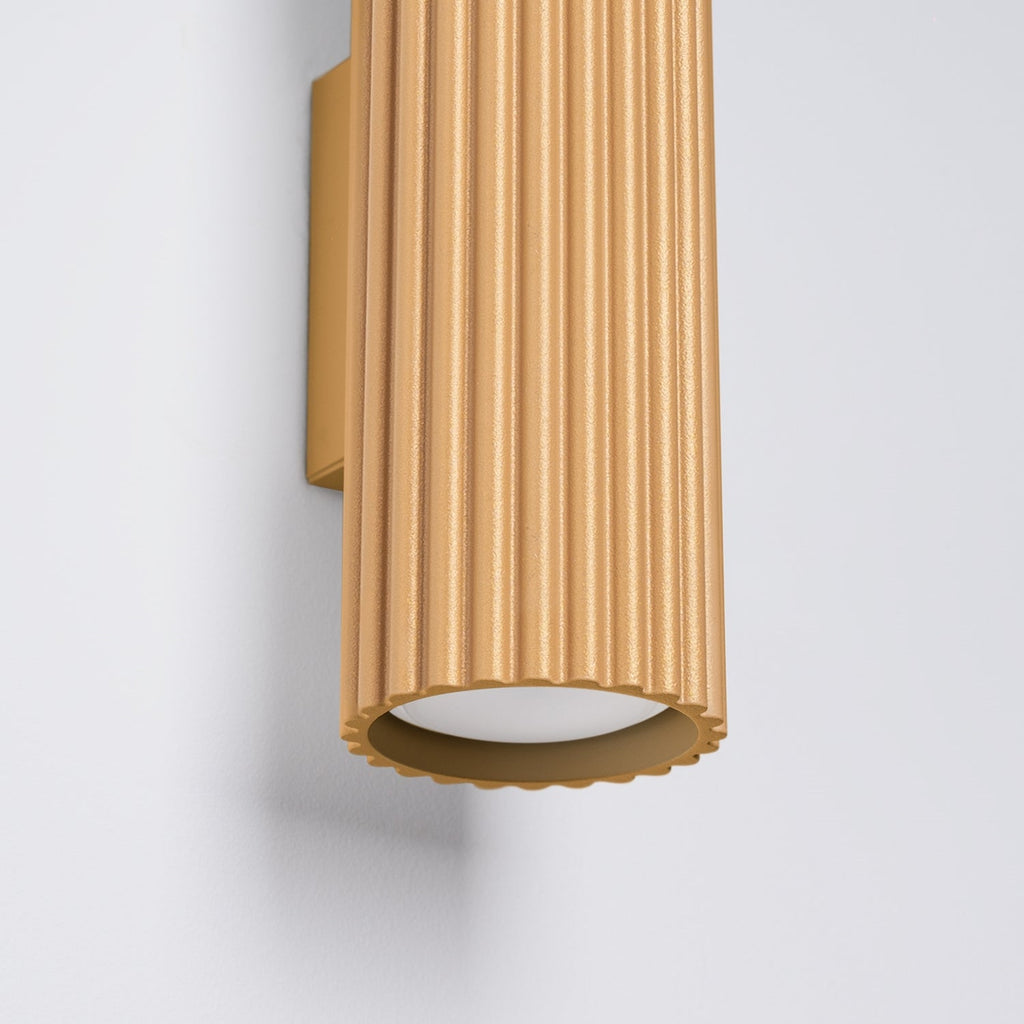 Twin Ribbed Wall Light Up Down - GU10 Cylindrical Bedside Reading Spotlight