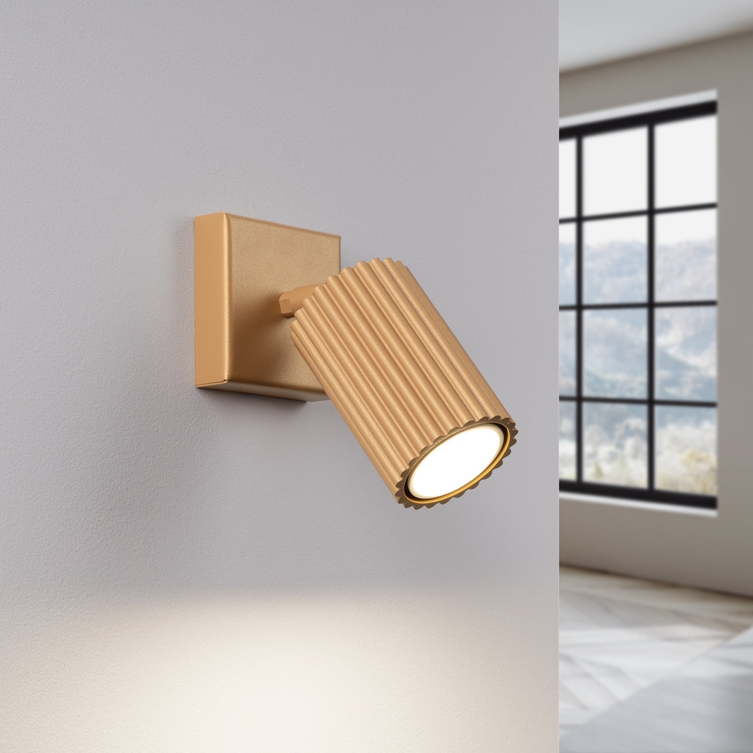 Ribbed Tube Wall Light - Adjustable GU10 Spotlight Bedside Reading Lamp