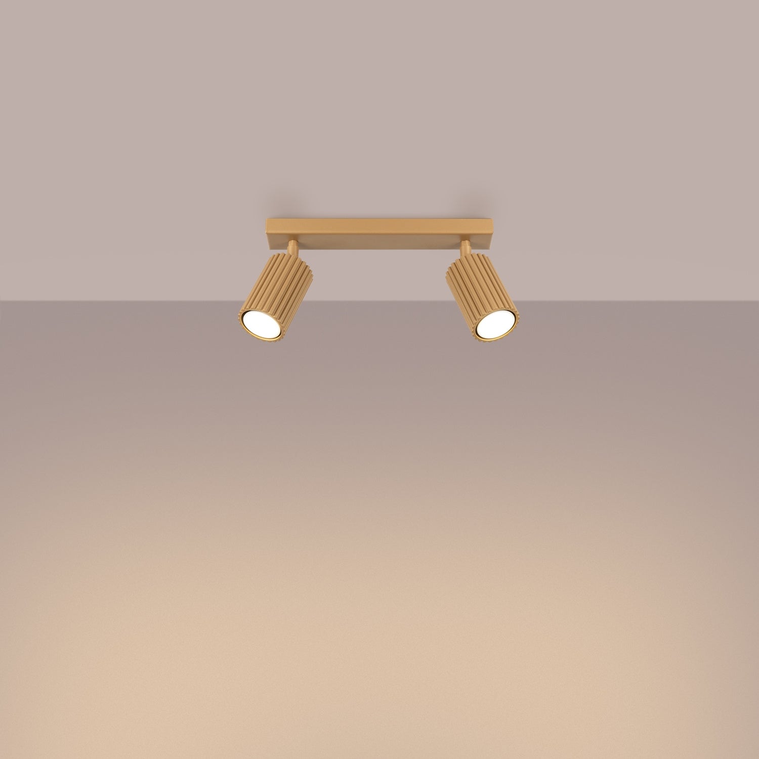 Twin Ribbed Surface Spotlight - 2 Light GU10 Adjustable Ceiling Bar Kitchen