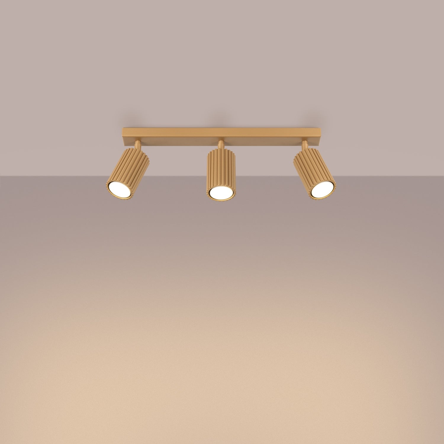 Triple Ribbed Spotlight Bar - 3 Light GU10 Linear Adjustable Ceiling Kitchen