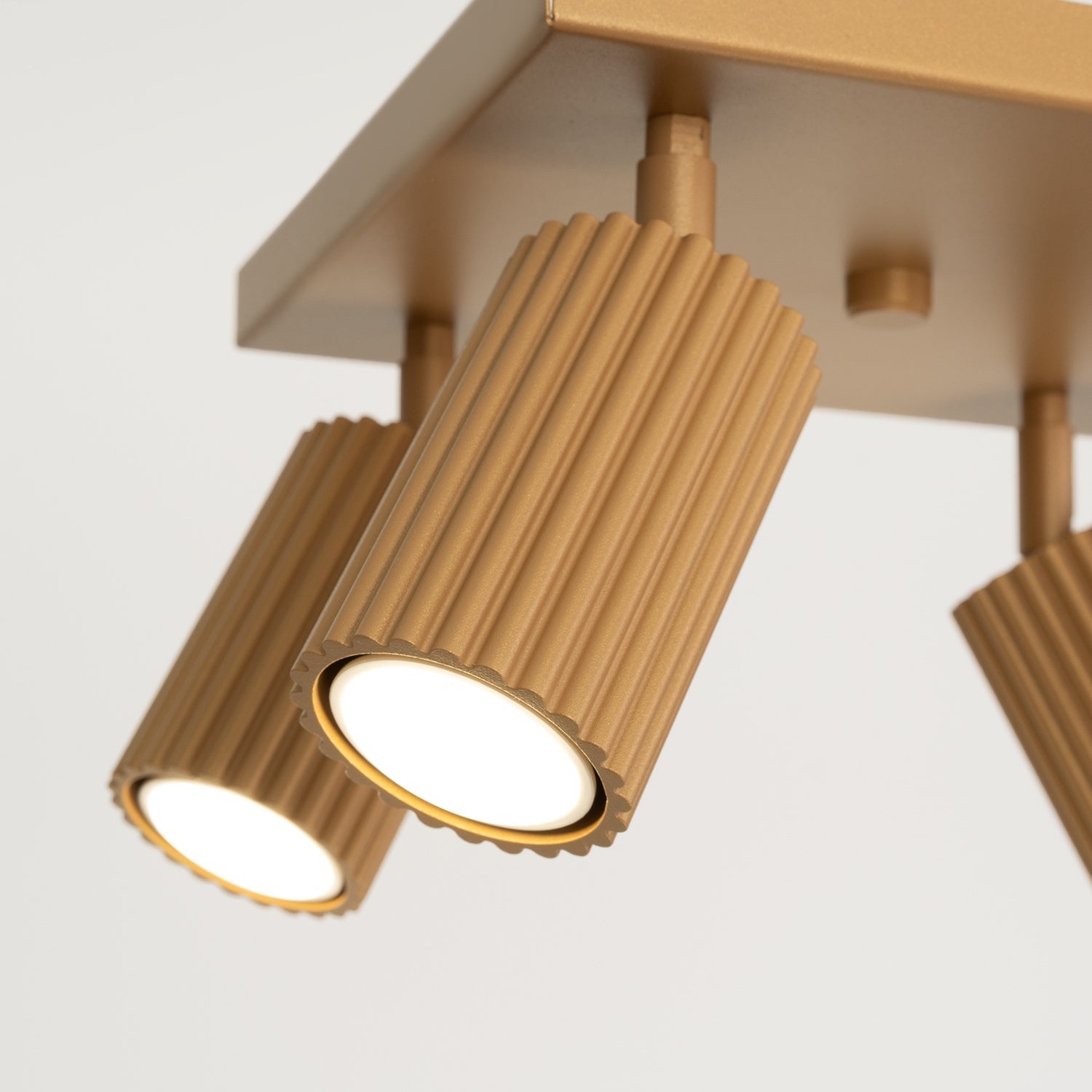 Quad Ribbed Spotlight Cluster - 4 Light GU10 Adjustable Ceiling Living Room