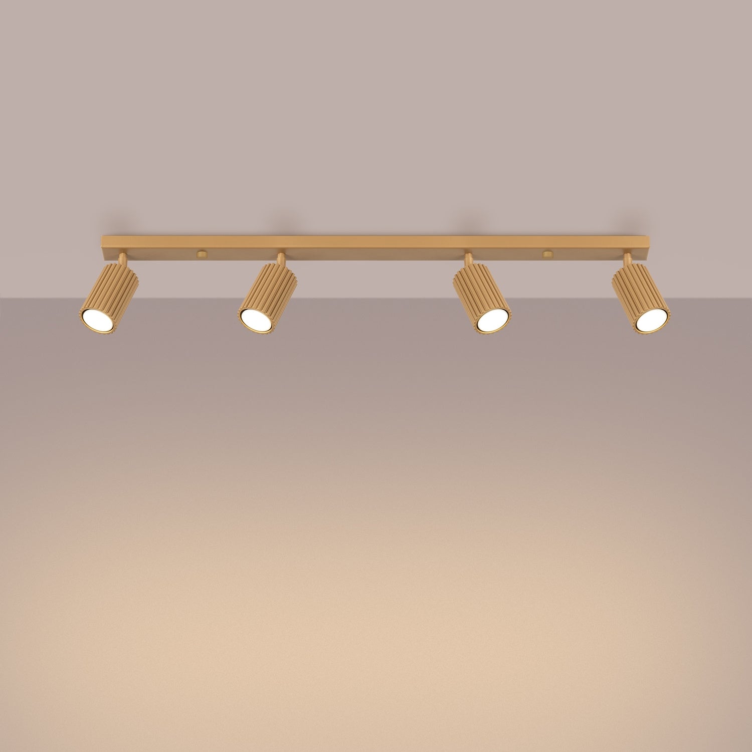 Four Light Ribbed Spotlight Bar - GU10 Linear Track Ceiling Kitchen Island