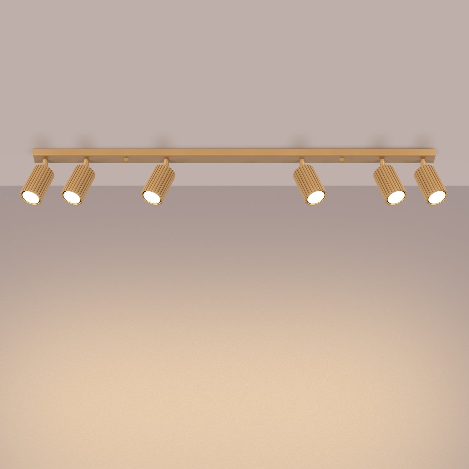 Six Light Ribbed Spotlight Bar - GU10 Linear Track Ceiling Living Room Long
