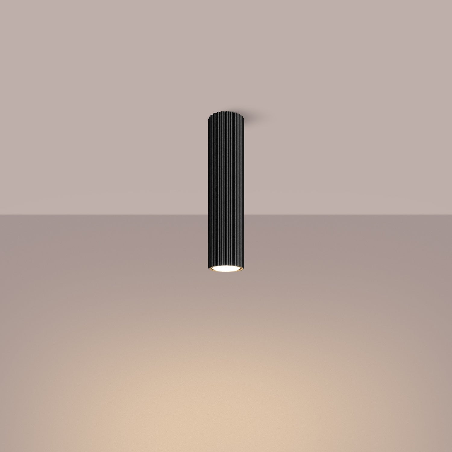 Tall Ribbed Cylinder Ceiling Spotlight - GU10 Surface Downlight Hallway