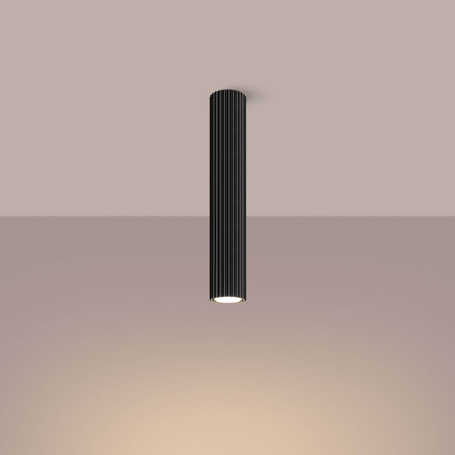 Extra Tall Ribbed Cylinder Ceiling Light - GU10 Surface Spotlight Modern