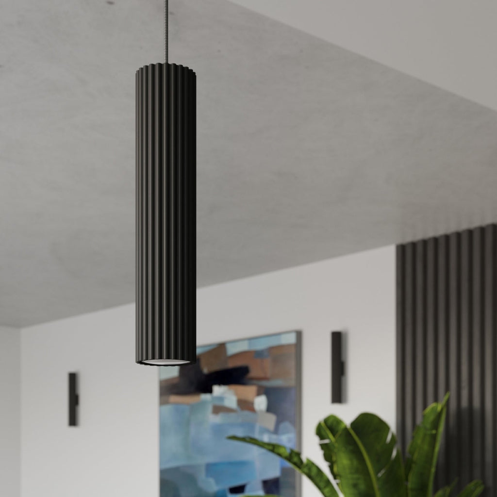 Pillar Ribbed Cylinder Ceiling Light 60cm - GU10 Statement Surface Downlight