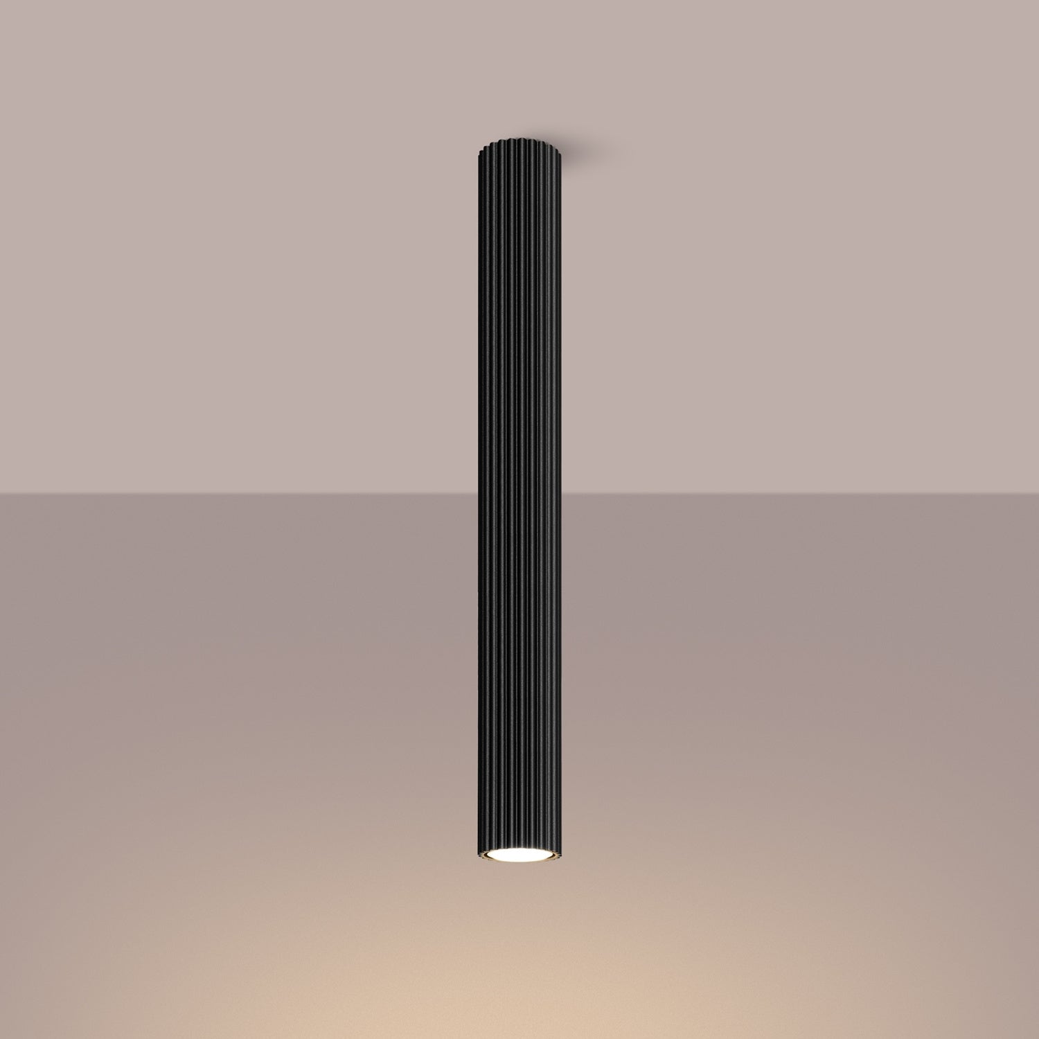 Pillar Ribbed Cylinder Ceiling Light 60cm - GU10 Statement Surface Downlight