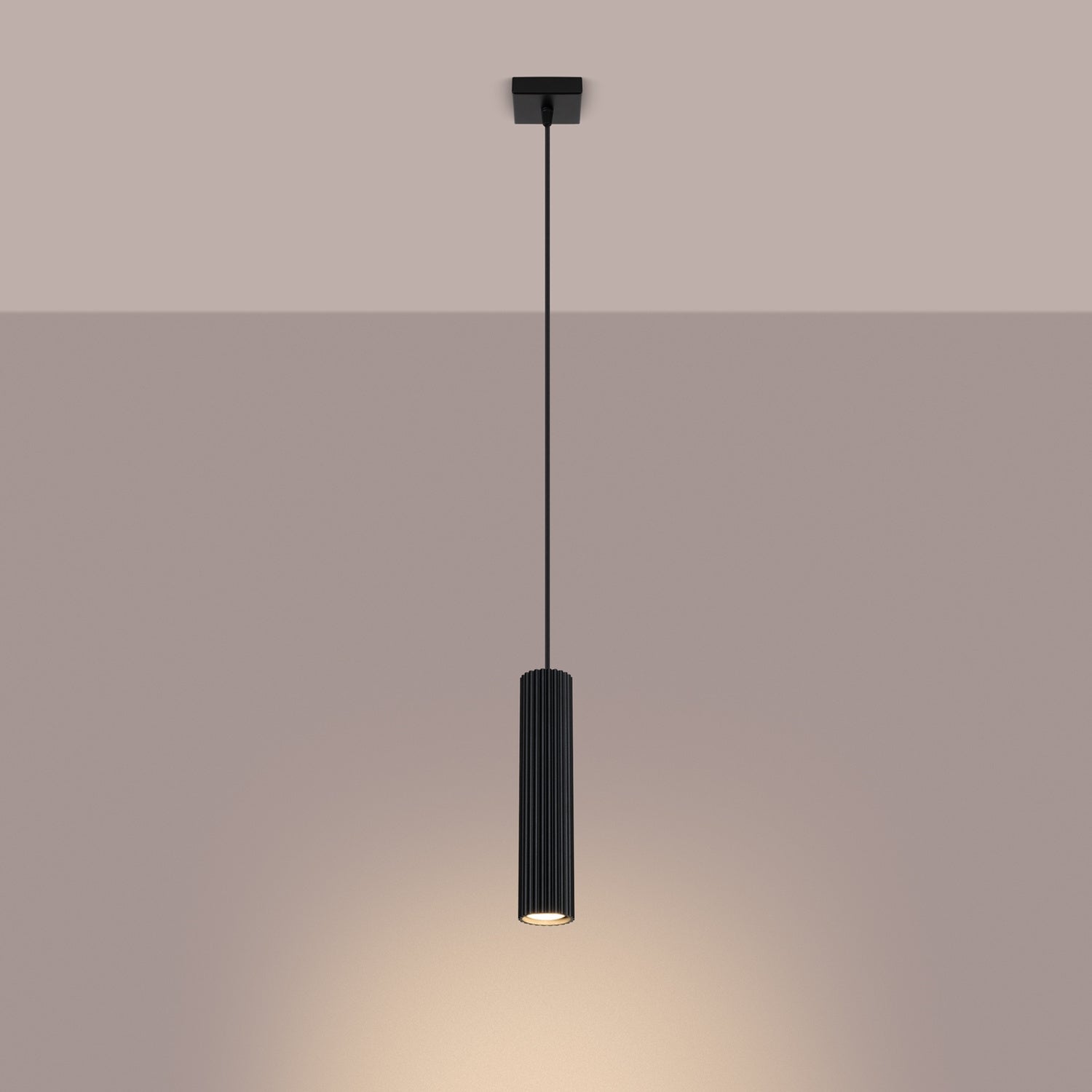 Ribbed Cylinder Pendant Light - GU10 Hanging Spotlight Kitchen Island Bedside