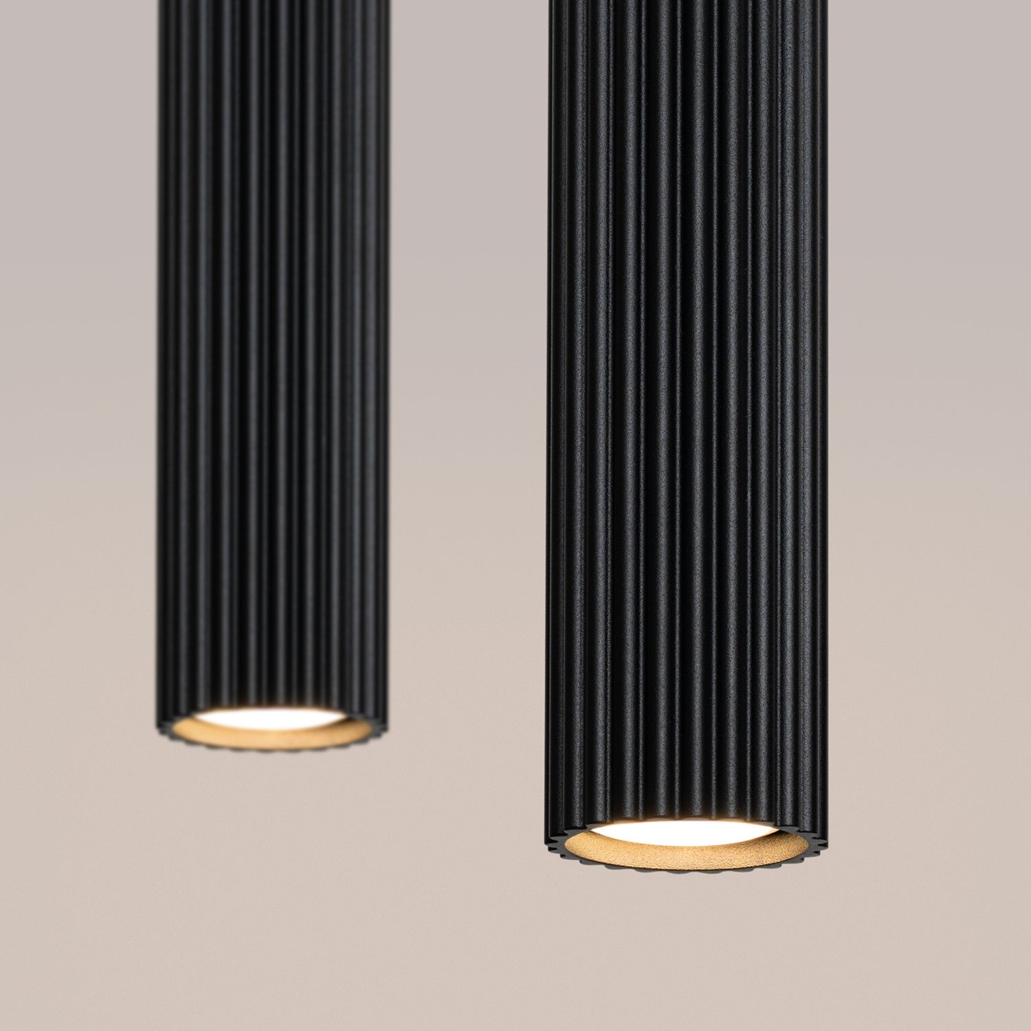 Twin Ribbed Pendant Spotlight - 2 Light GU10 Hanging Kitchen Island Bar