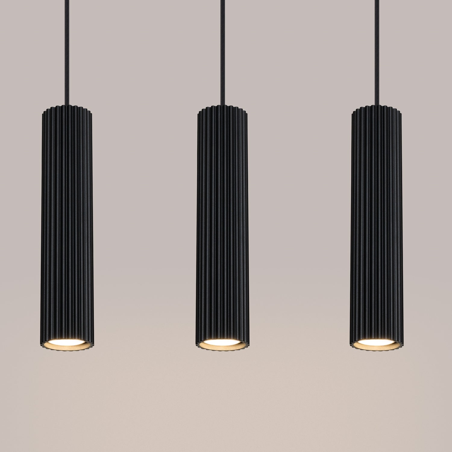 Triple Ribbed Pendant Bar - 3 Light GU10 Linear Hanging Kitchen Island Dining