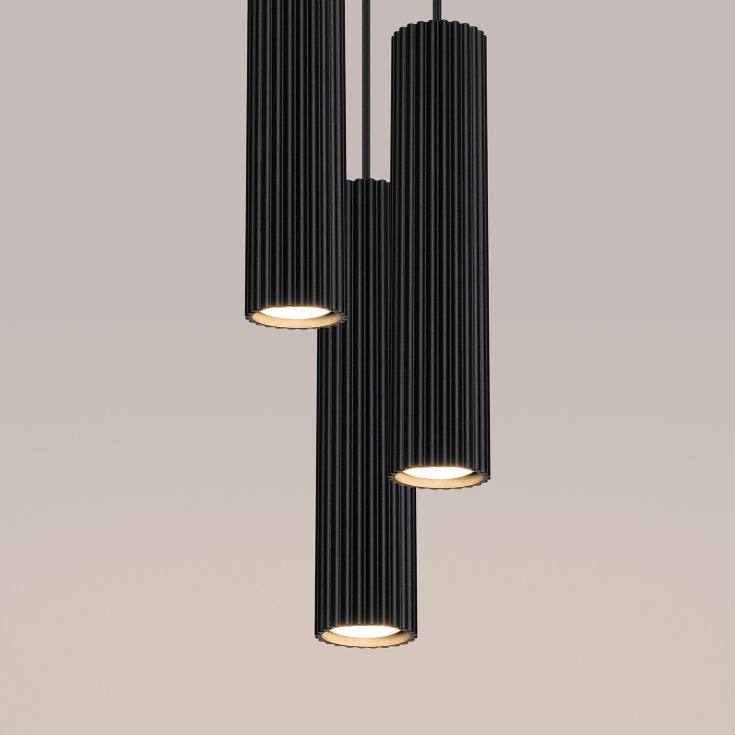 Triple Ribbed Pendant Cluster - 3 Light GU10 Hanging Dining Table Spotlight