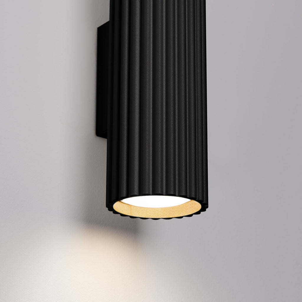 Twin Ribbed Wall Light Up Down - GU10 Cylindrical Bedside Reading Spotlight