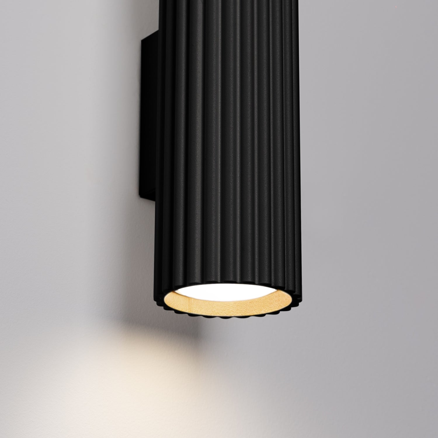 Twin Ribbed Wall Light Up Down - GU10 Cylindrical Bedside Reading Spotlight