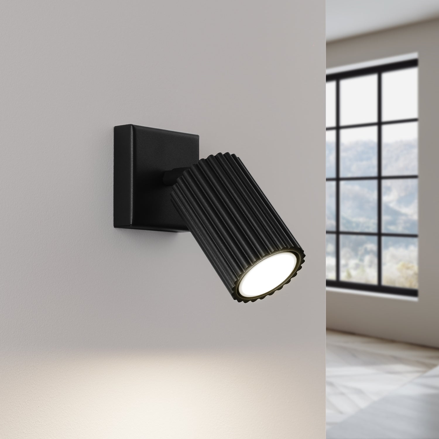 Ribbed Tube Wall Light - Adjustable GU10 Spotlight Bedside Reading Lamp
