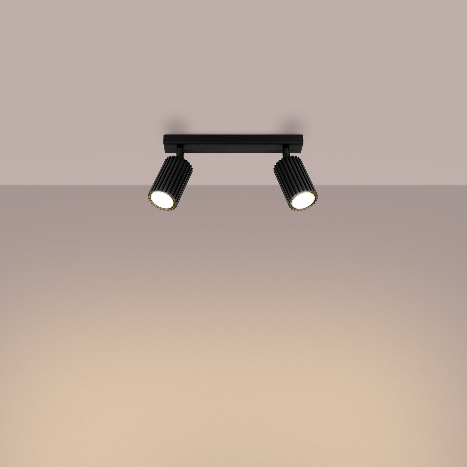 Twin Ribbed Surface Spotlight - 2 Light GU10 Adjustable Ceiling Bar Kitchen
