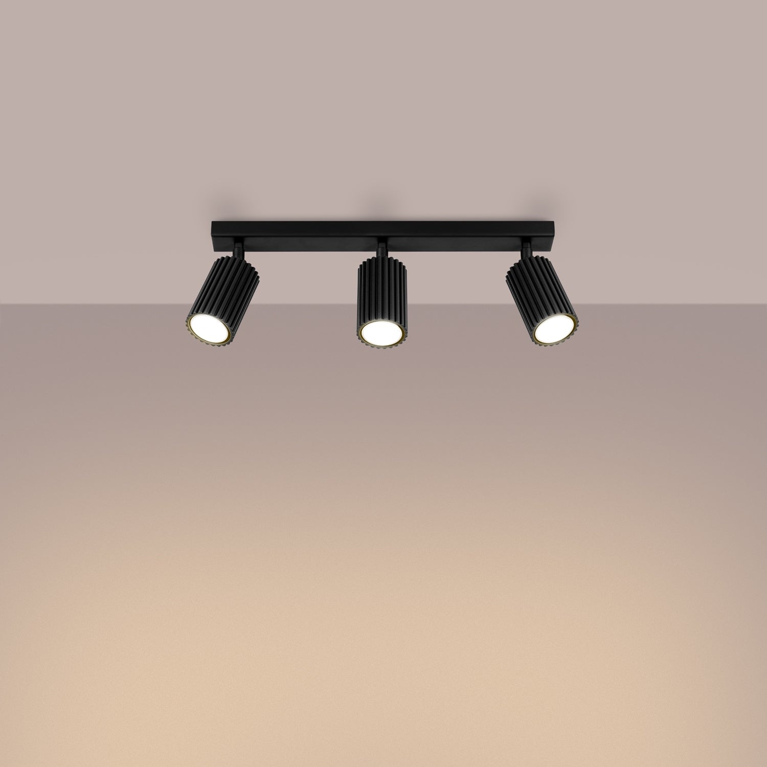 Triple Ribbed Spotlight Bar - 3 Light GU10 Linear Adjustable Ceiling Kitchen