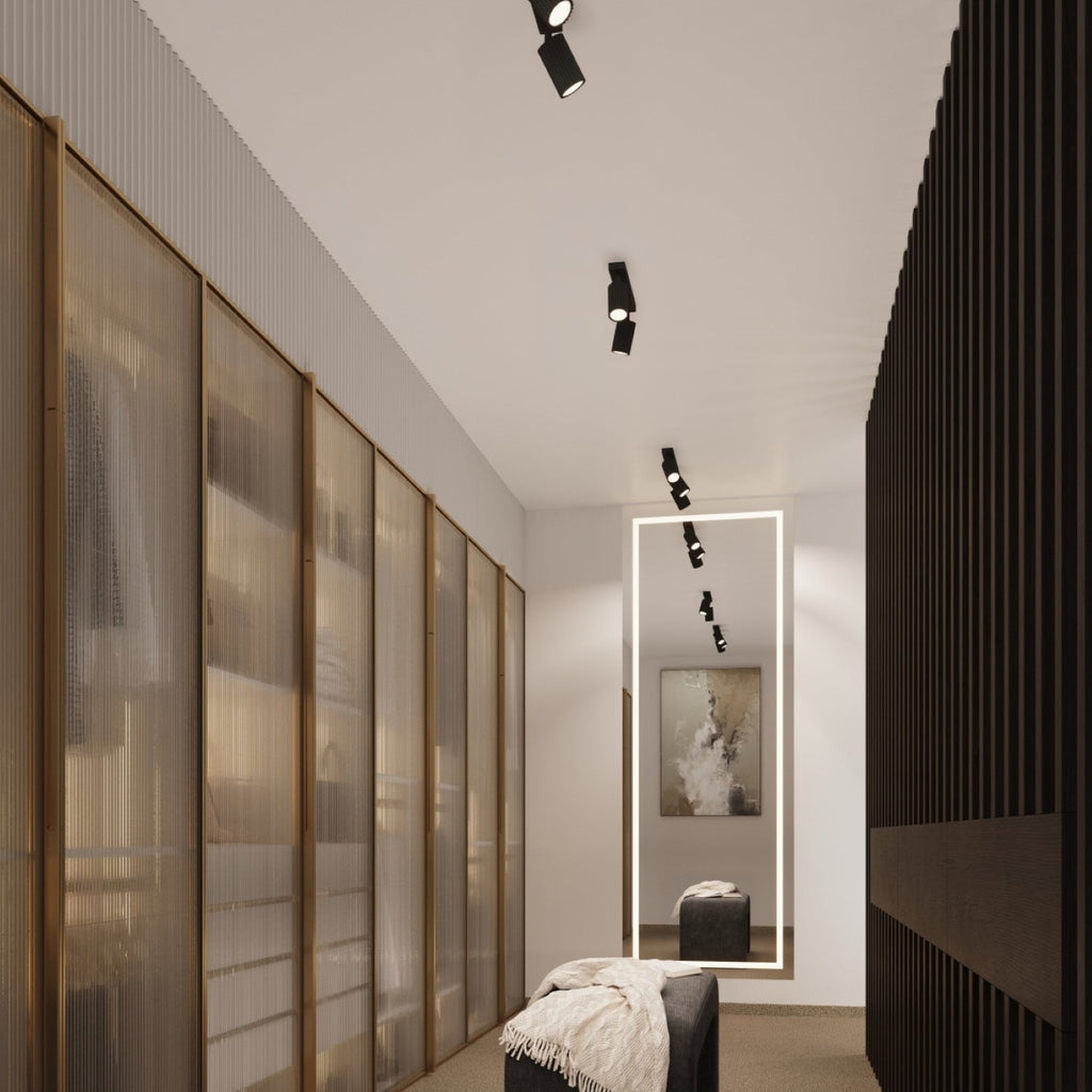 Triple Ribbed Spotlight Cluster - 3 Light GU10 Square Adjustable Ceiling