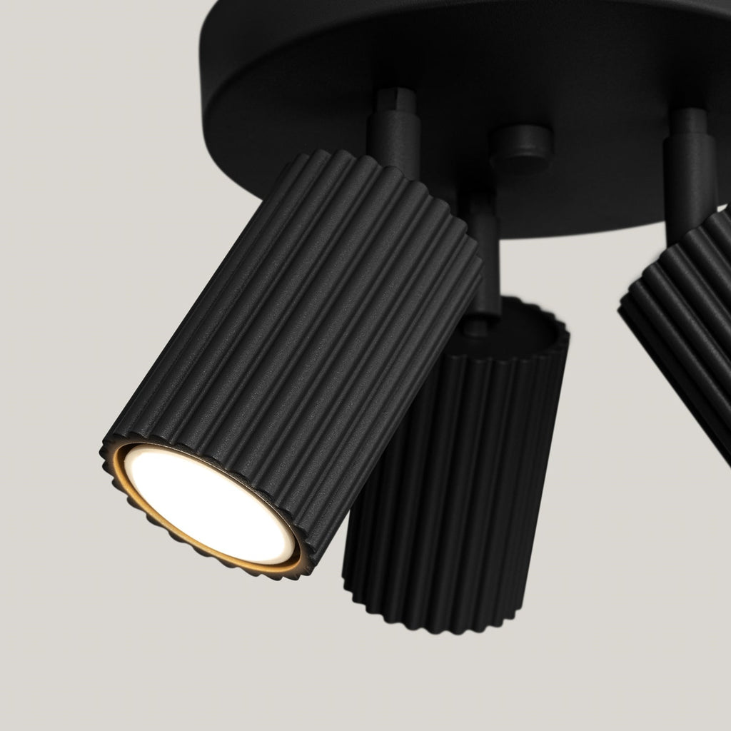 Triple Ribbed Spotlight Cluster - 3 Light GU10 Square Adjustable Ceiling